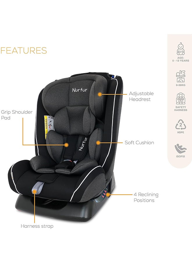 Nurtur Otto Baby/Kids 4-In-1 Car Seat - 4 Position Recline - 5-Point Safety Harness – 10 Level Adjustable Headrest, 0 Months To 12 Years  - Image 3