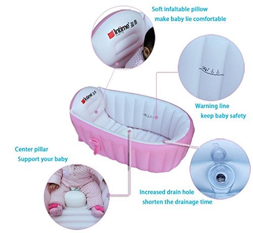 SuperLi Inflatable Baby Bathtub, Kid Infant Toddler Infant Newborn Inflatable Foldable Shower Pool (Pink) - Image 5