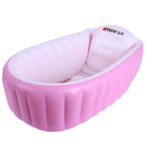 SuperLi Inflatable Baby Bathtub, Kid Infant Toddler Infant Newborn Inflatable Foldable Shower Pool (Pink) - Image 1