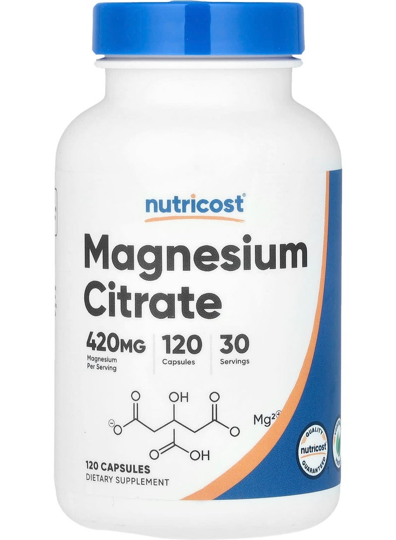 Nutricost Magnesium Citrate, 420 mg, 120 Capsules (105 mg per Capsule)
