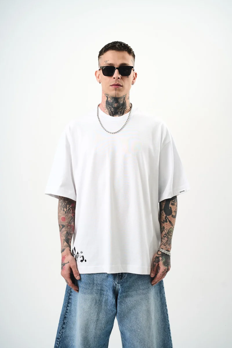 RESPIRE Men's World Is Mine Print Oversize T-Shirt, White