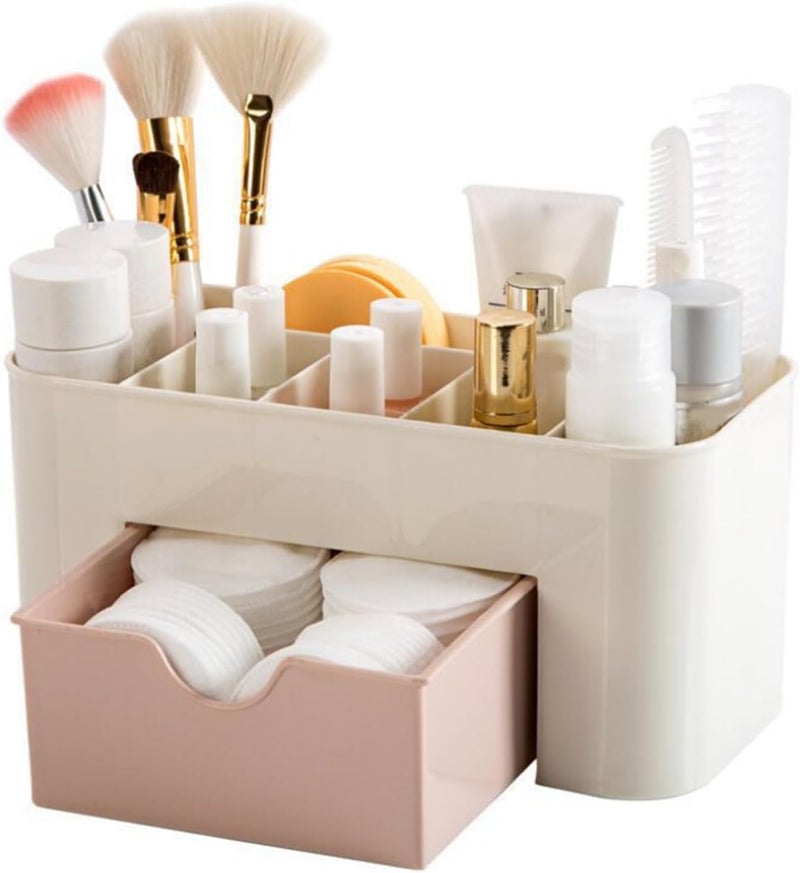Tnfeeon Plastic Jewelry Storage Box, Stylish Design Ample Storage Space Glossy Makeup Organizer with Drawer Multi-Purpose for Dressing Table Bathroom - Image 4