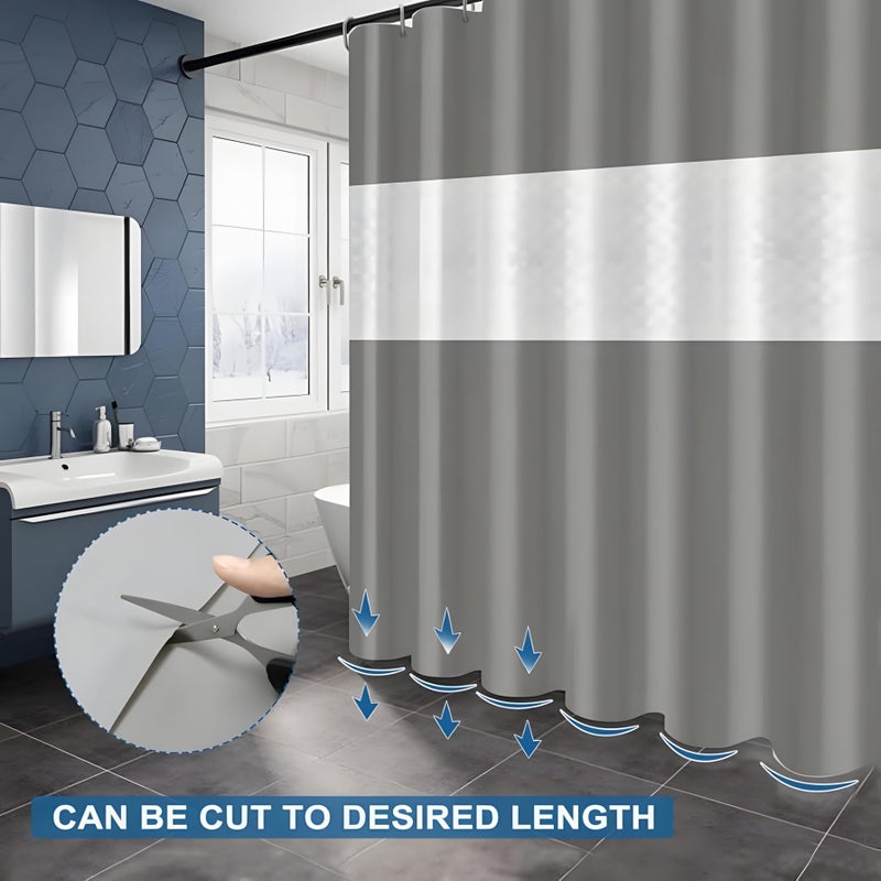 Waterproof and Mildew Proof Shower Curtain - Antibacterial Bathtub and Shower Curtain 180x200cm (Grey) - Image 2