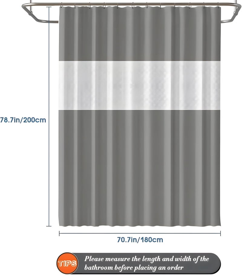 Waterproof and Mildew Proof Shower Curtain - Antibacterial Bathtub and Shower Curtain 180x200cm (Grey) - Image 3
