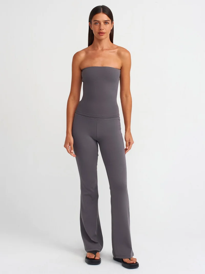 Dilvin 20659 Crop Top-Smoked