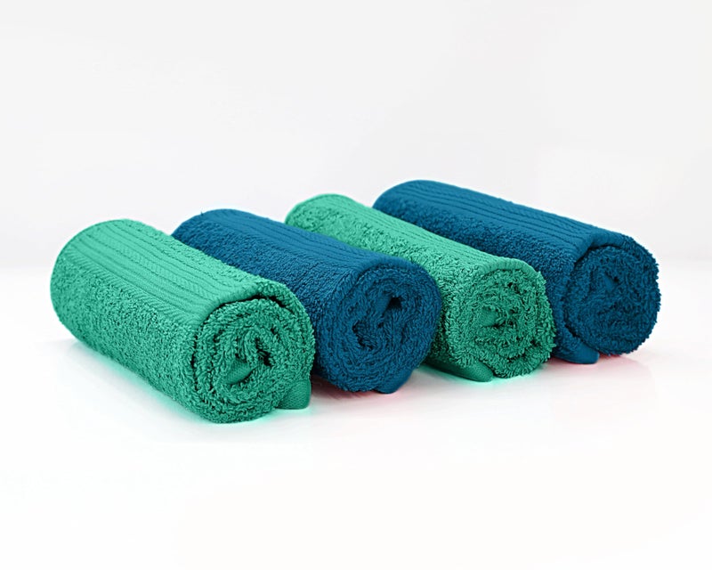THE HAPPY POD Plush 100% Cotton Hand Towel - Pack of 4, Ultra Soft & Highly Absorbent, Quick Dry, Luxury Towels for Bathroom, Kitchen, Gym & Spa| 40 x 60 cm - 500 GSM | Blue & Aqua - Image 1