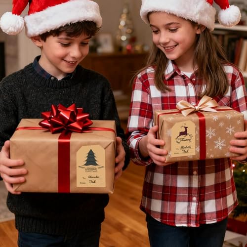 Trazzo Christmas Gift Tags SelfAdhesive StickersChristmas Name TagsChristmas Decorations for Gifts Festival Label Wrapping Holiday Santa to from Gift Tag Stickers for Presents 200 Pcs 2 x 3 Inch - Image 5