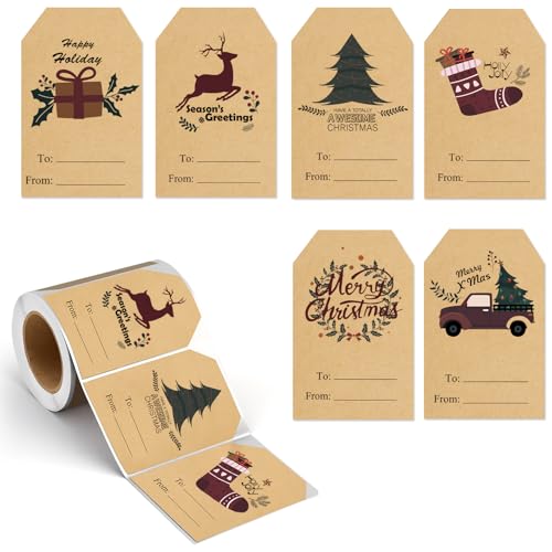 Trazzo Christmas Gift Tags SelfAdhesive StickersChristmas Name TagsChristmas Decorations for Gifts Festival Label Wrapping Holiday Santa to from Gift Tag Stickers for Presents 200 Pcs 2 x 3 Inch - Image 2