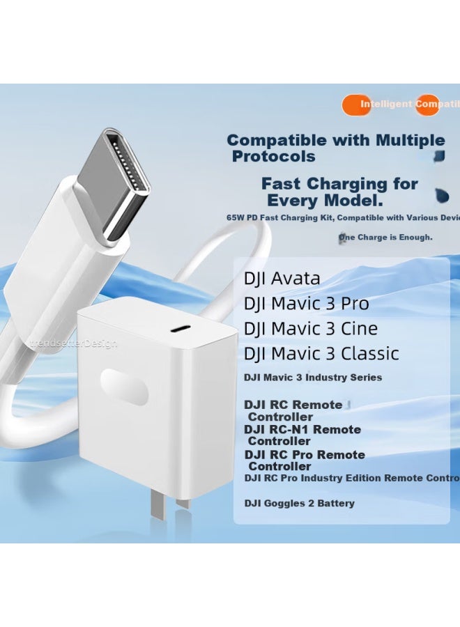 Chuanfan Compatible With Dji Mini 4/3 Pro Drone Charger, Pd Fast Charging 65w, Dji Mavic 3/mini 2/air 3 Charging Accessory, Data Cable Set - Image 2