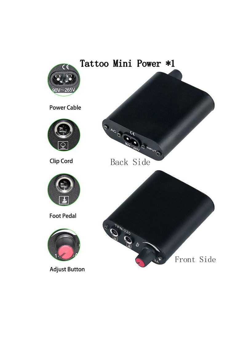 Generic - 1-Set Tattoo Kit,Tattoo Pen Rotary Tattoo Machine Tattoo Set with Tattoo Needles Bandage and Gloves and 10 Bottles Tattoo Inks,Tattoo Pen Colour Black - Image 1