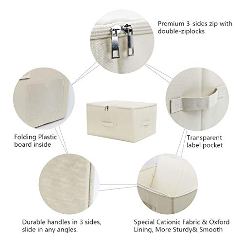 iwill CREATE PRO Collapsible Rigid Storage Bins with Lid, Shelves Clothes Storage Cubes, Tide Up Your Wardrobe, Beige, Set of 2 - Image 3
