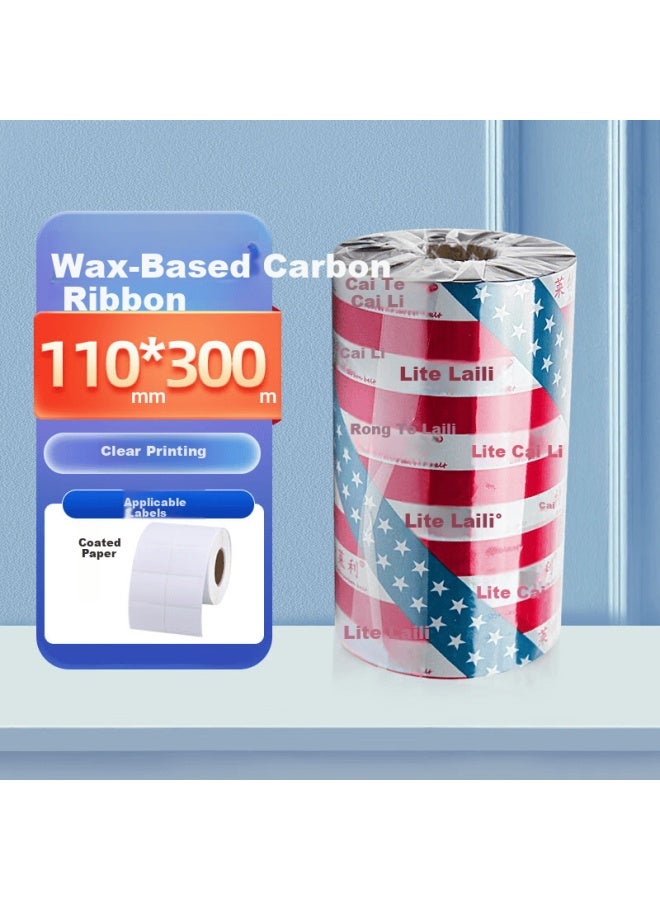 Literely 110mm*300m Wax-based Ribbon Single Axis Universal Ribbon For Barcode Printer Thermal Transfer Label Ribbon