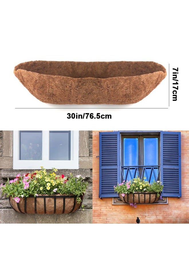 EROCK 2 Pack Trough Coco Liner Fiber Replacement for Planters, 24/30/36/48 inch Half Moon Coconut Coir Planter for Window Box/Hanging Trough Planter, Garden Flower Vegetables Pot, Fence Flower Baskets - Image 2