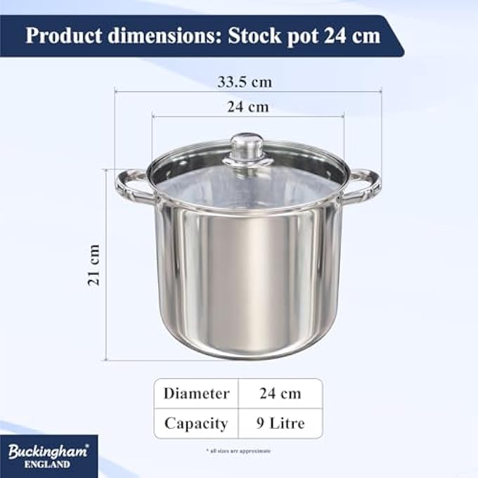 Buckingham Deep Induction Stock Pot With Glass Lid 24 Cm 9 L - Image 2