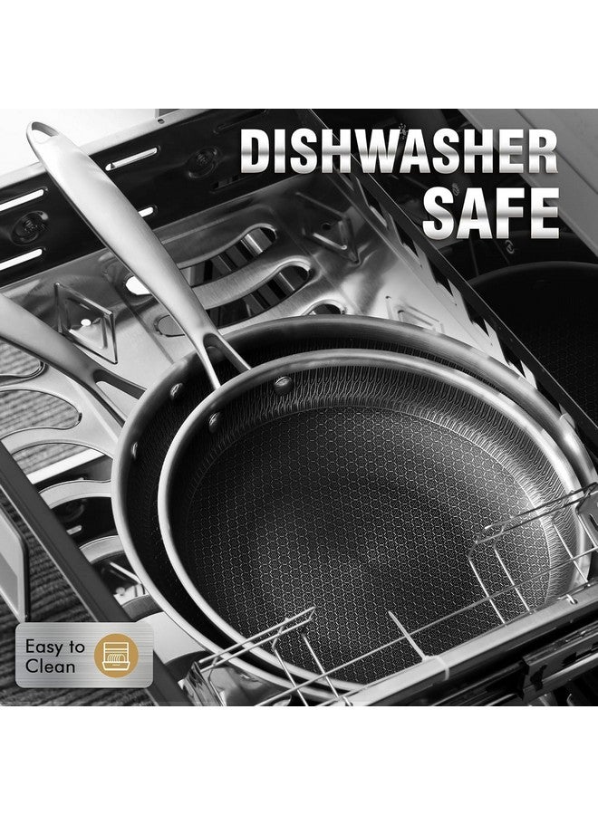 JUGTE Stainless Steel Honeycomb Frying Pan Non-Stick Pan with Stainless Steel Handle Stay Cool Non Toxic Dishwasher and Oven Safe Suitable for All Hob Types (Steel Frying Pan 20 Cm) - Image 2