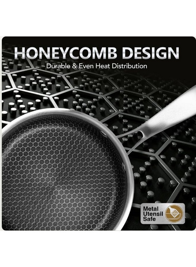 JUGTE Stainless Steel Honeycomb Frying Pan Non-Stick Pan with Stainless Steel Handle Stay Cool Non Toxic Dishwasher and Oven Safe Suitable for All Hob Types (Steel Frying Pan 20 Cm) - Image 4
