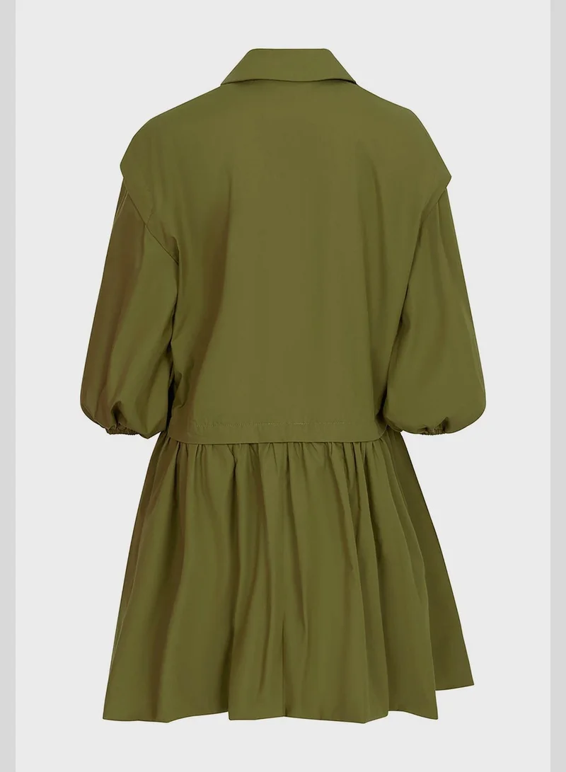 Nocturne Balloon Sleeve Button Detail Dress