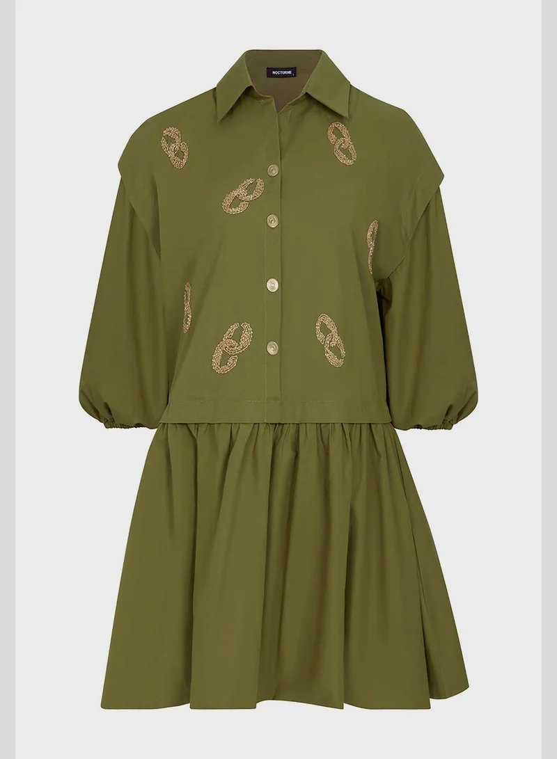 Nocturne Balloon Sleeve Button Detail Dress