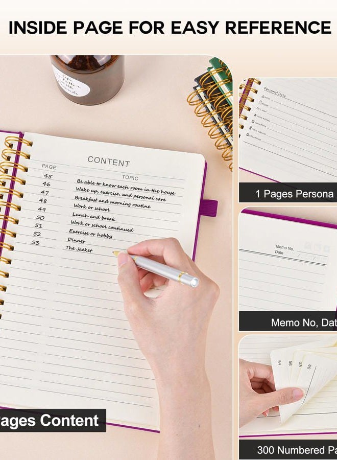 PERCUN Large Spiral Notebook Journal for Women Men - 300 Numbered Lined Pages, College Ruled, A4 Hardcover Spiral Bound Notebook for School, Work, Note Taking, Writing, Leather Spiral Journal 8.5"x11" - Image 5
