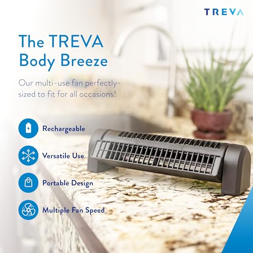 Treva Body Breeze Fan Rechargeable Personal Fan with Wide Cooling Reach, Multi Speed Adjustable and Portable - Image 2
