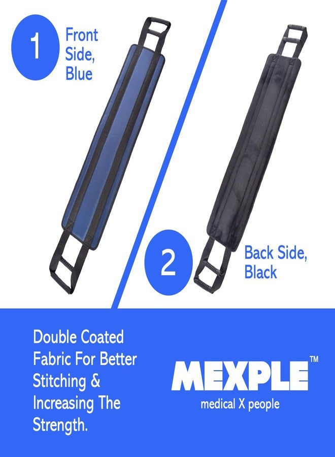 MEXPLE LiftPro Patient Lifting Belt From MEXPLE | Patient Lifting Aid, Bed Transfer Nursing Sling Belt with 4 Handles, Safe Transfer from Bed, Sofa, Wheelchair, Car (36”x14”) – Premium Blue Color - Image 3