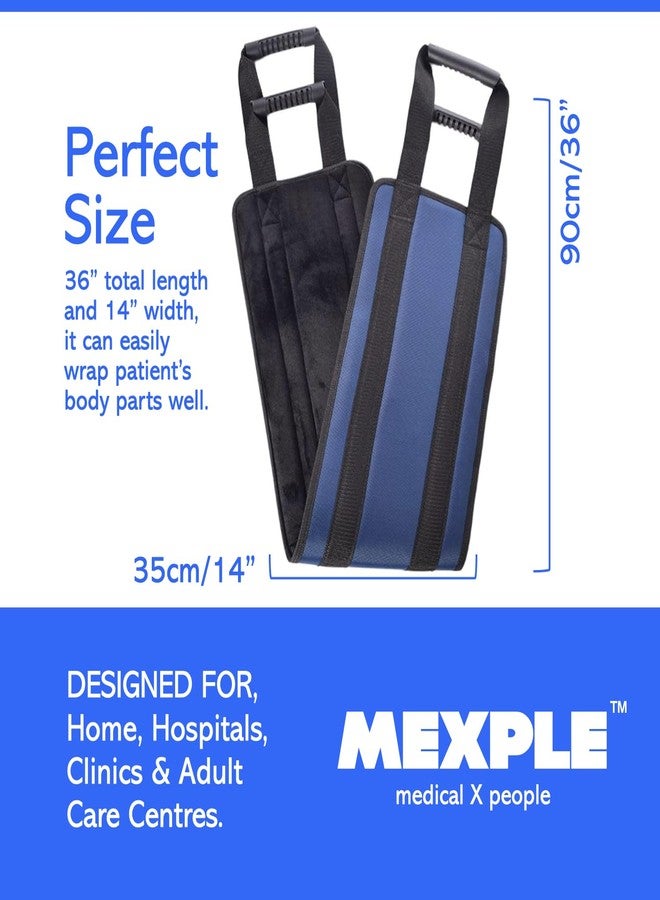 MEXPLE LiftPro Patient Lifting Belt From MEXPLE | Patient Lifting Aid, Bed Transfer Nursing Sling Belt with 4 Handles, Safe Transfer from Bed, Sofa, Wheelchair, Car (36”x14”) – Premium Blue Color - Image 4