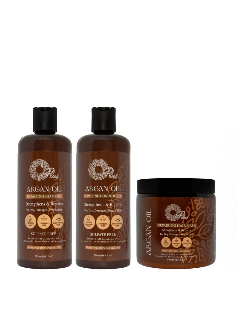 Oplus - Oplus Argan Oil Hair Transformation Trio: Shampoo, Conditioner & Bath Oil (3x500ml) - Image 1