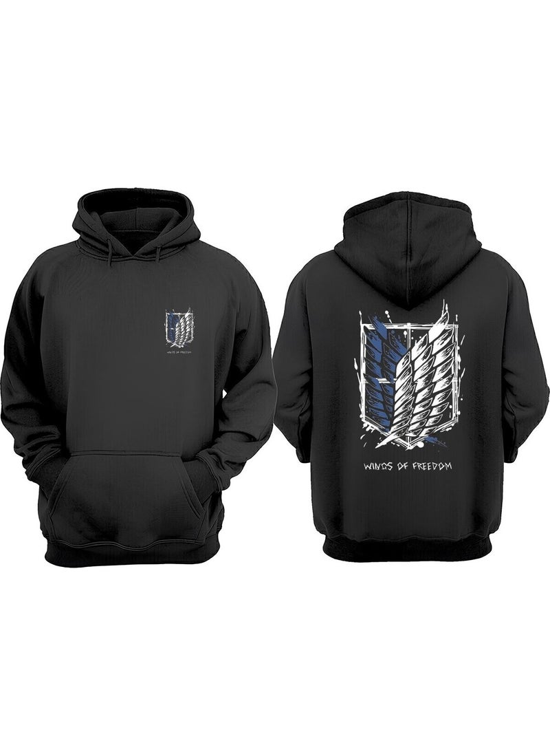 The Wert - Unisex Attack On Titan Design Front Back Printed Regular Fit Black Sweatshirt - Image 1