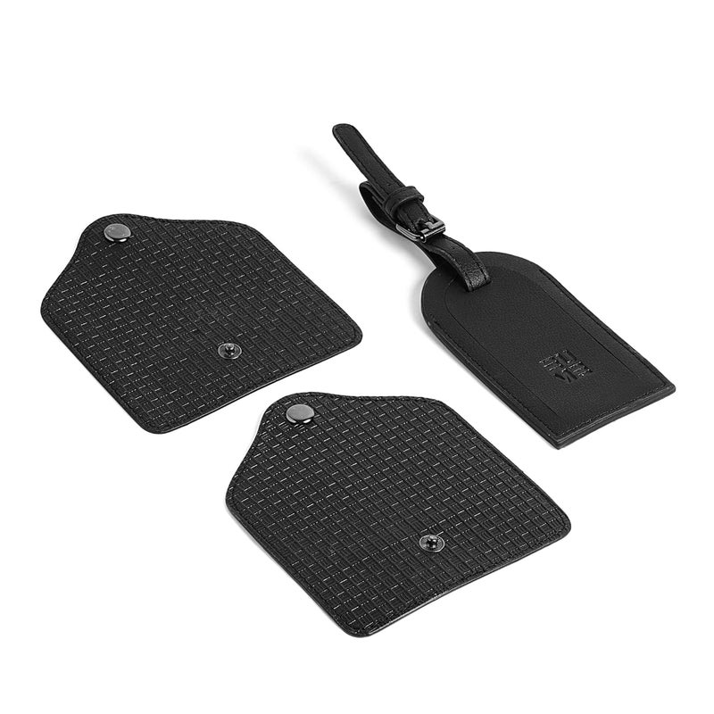 EUME Luggage Accessory Kit for Luggage| Premium Vegan Leather | 1 Luggage Tag and 2 Handle Cover Comes with Vegan Leather Sling Pouch - Black - Image 4