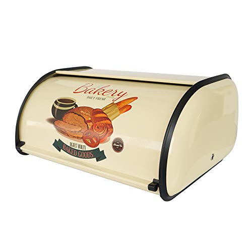SOTECH Bread Box Kitchen Metal Container for Storage Bin Countertop Keeper Rustic Holder Vintage airtight Counter with Roll Top Farmhouse Bread Boxes