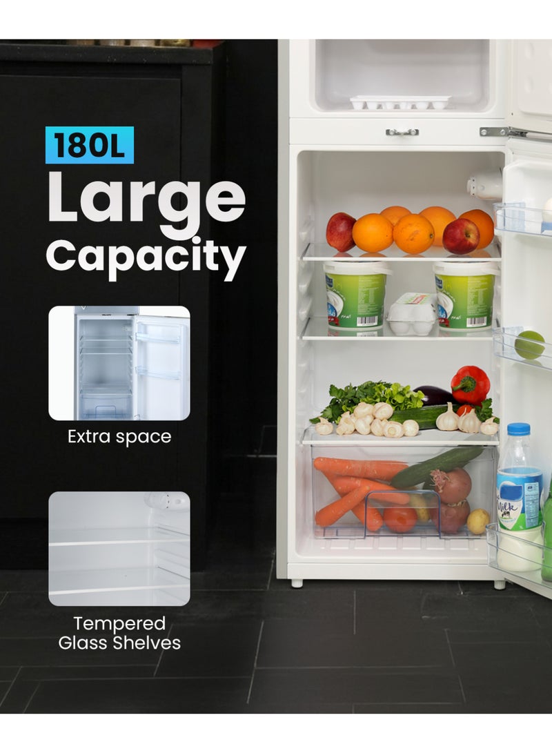GEEPAS 190 L Gross/ 132L Net Capacity, Double Door Refrigerator | Durable Double Door Refrigerator, Fast Cooling & Preserves Freshness | Low Noise, Energy Efficient, In-Built Deodorizer, Tempered Glass Shelves | Freezer Capacity-34 L | 190 L 120 W GRF1856SPN Silver - Image 4