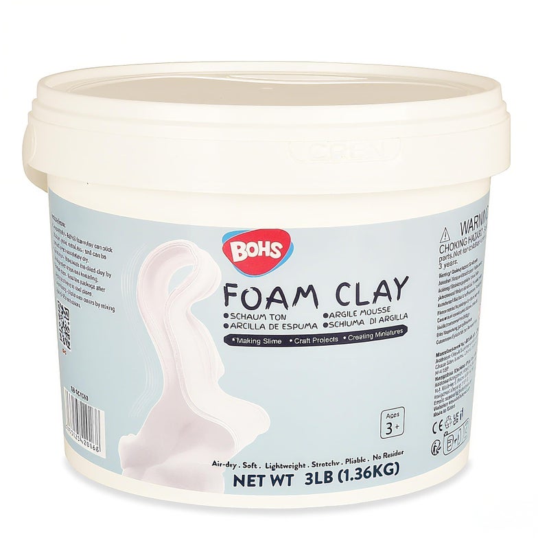 BOHS Foam Clay Pro - 3 lbs Bucket, Air Dry, No Cracks, No Stains - Modeling Clay for Adult Arts & Crafts Projects, Cosplay Items, Figurines - Age 3 Years & up - Image 1