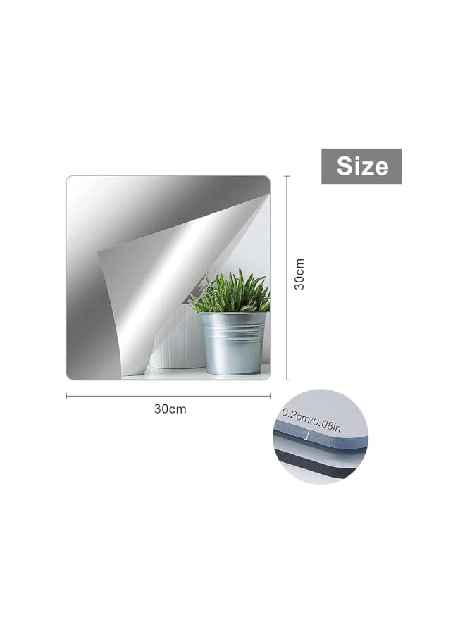 The Bros 3 عبوات مرآة أكريليك لاصقة ذاتية، مرآة لاصقة غير زجاجية، أوراق مرآة بلاستيكية مرنة، ملصقات حائط، مجموعة مرآة كاملة الطول مثبتة على الحائط بدون إطار لغرفة النوم وغرفة المعيشة - 30 * 30 سم - Image 2