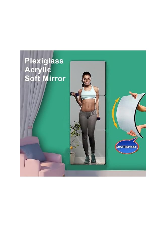 The Bros 3 عبوات مرآة أكريليك لاصقة ذاتية، مرآة لاصقة غير زجاجية، أوراق مرآة بلاستيكية مرنة، ملصقات حائط، مجموعة مرآة كاملة الطول مثبتة على الحائط بدون إطار لغرفة النوم وغرفة المعيشة - 30 * 30 سم - Image 4