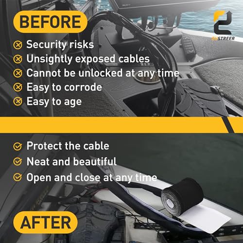 EUSTREER Neoprene Cable Sleeve - 60" for Trolling Motor Wire Protection & Management, Black & White - Image 2