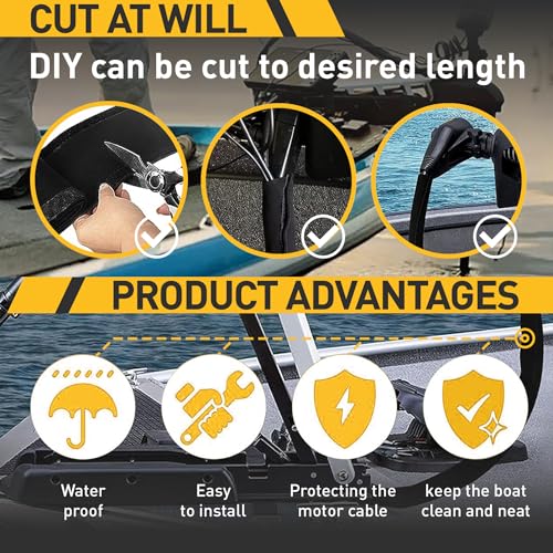 EUSTREER Neoprene Cable Sleeve - 60" for Trolling Motor Wire Protection & Management, Black & White - Image 4