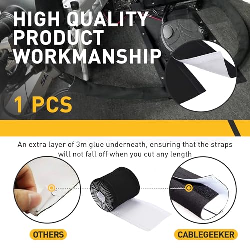 EUSTREER Neoprene Cable Sleeve - 60" for Trolling Motor Wire Protection & Management, Black & White - Image 3