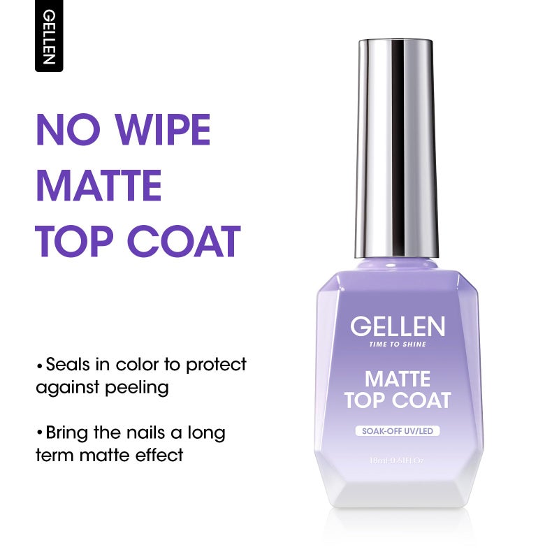 GELLEN Matte Top Coat Gel Nail Polish, 18ml Matte No Wipe Top Coat Soak Off Nail Lamp Gel, Seals in Color, Prevent Scratches or Chipping, Long Lasting DIY Home Nail Salon - Image 2