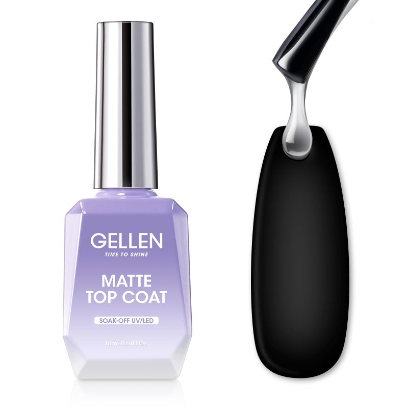 GELLEN Matte Top Coat Gel Nail Polish, 18ml Matte No Wipe Top Coat Soak Off Nail Lamp Gel, Seals in Color, Prevent Scratches or Chipping, Long Lasting DIY Home Nail Salon - Image 1