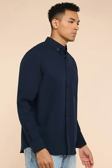 R&B Pocket Front Shirt with Button-Down Collar and Long Sleeves