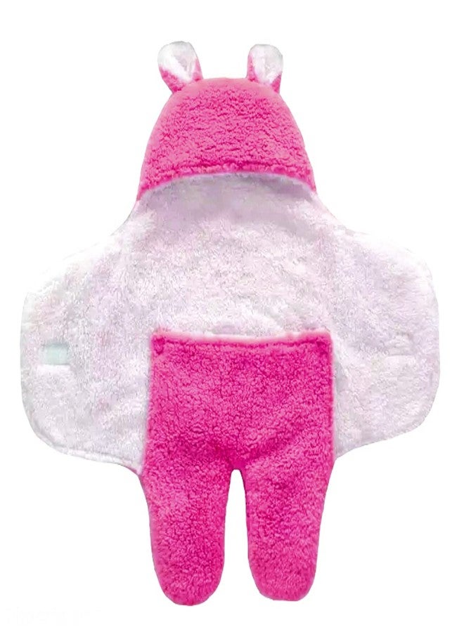 First Kick بطانيات فيرست كيك للأطفال حديثي الولادة، عبوة من بطانيات بغطاء رأس فائقة النعومة قابلة للارتداء، مصنوعة من الصوف المتين والبوليستر، تُستخدم ككيس نوم للأطفال (70 سم × 76 سم، من 0 إلى 6 أشهر)، لون وردي فاقع - Image 2