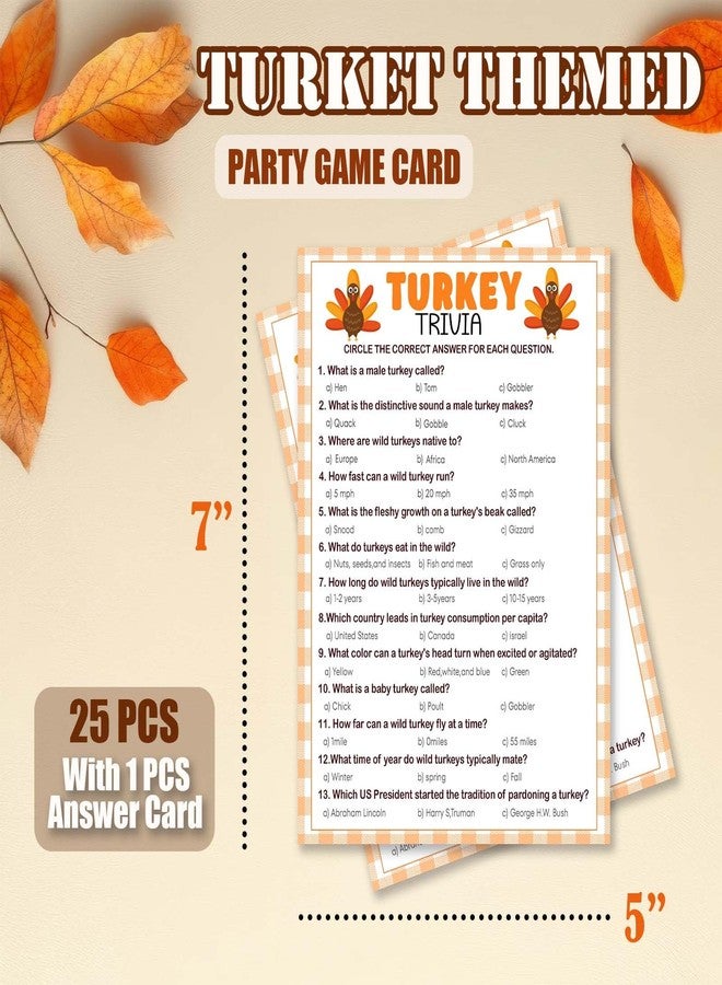 Kqfdr 25 Pcs Fun Thanksgiving Turkey Trivia Card Set - Friendsgiving Party Supplies for Famliy Dinner - Thanksgiving Fall Word Quiz Activities Supplies - A02 - Image 2