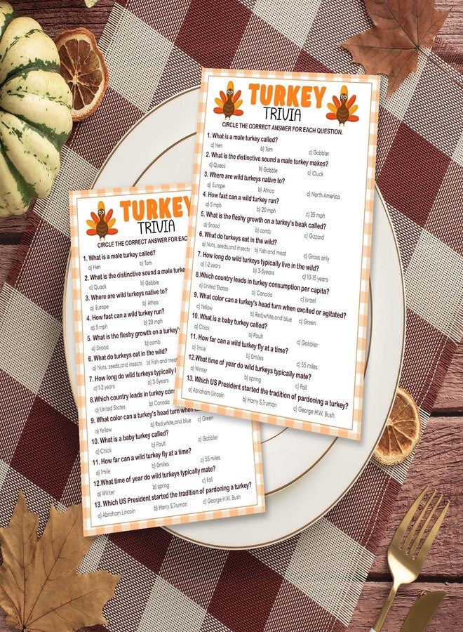 Kqfdr 25 Pcs Fun Thanksgiving Turkey Trivia Card Set - Friendsgiving Party Supplies for Famliy Dinner - Thanksgiving Fall Word Quiz Activities Supplies - A02 - Image 4