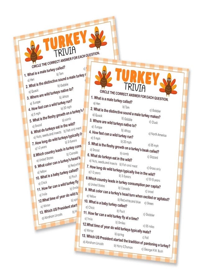 Kqfdr 25 Pcs Fun Thanksgiving Turkey Trivia Card Set - Friendsgiving Party Supplies for Famliy Dinner - Thanksgiving Fall Word Quiz Activities Supplies - A02 - Image 1