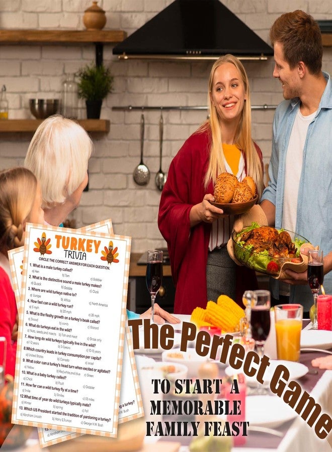 Kqfdr 25 Pcs Fun Thanksgiving Turkey Trivia Card Set - Friendsgiving Party Supplies for Famliy Dinner - Thanksgiving Fall Word Quiz Activities Supplies - A02 - Image 5