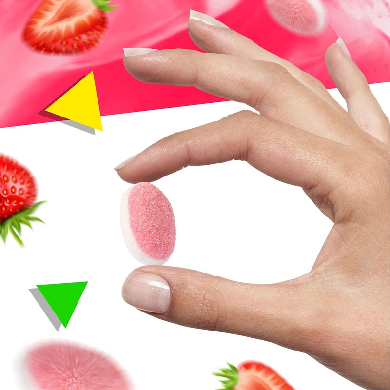 LAETAFOOD Strawberry Drops Puffy Gummies - 1 Pound Bag of Soft and Chewy Pink Treats - Image 5