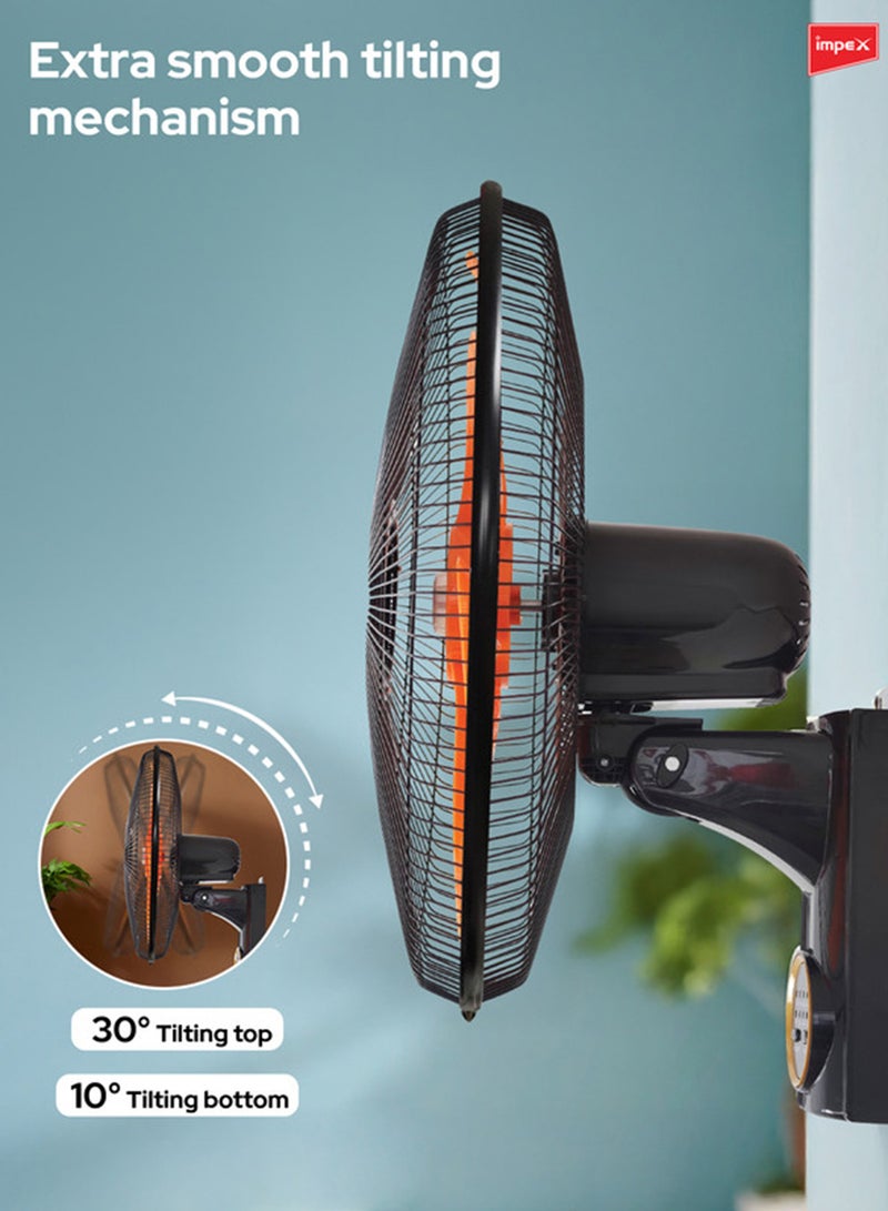 Impex 3-Speed Selection Wall Fan,Remote Control ,Auto Protection, 6 Blades, Horizontal Oscillation 60 W WF 7503 Multicolour - Image 2