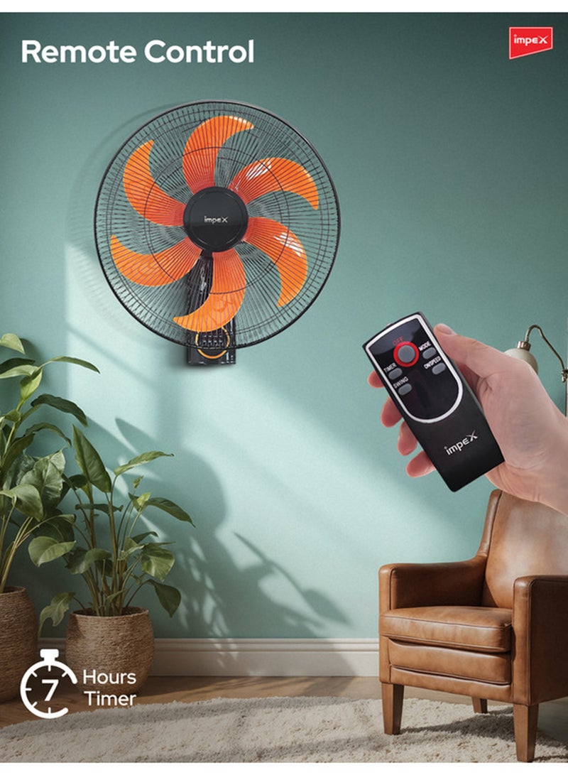 Impex 3-Speed Selection Wall Fan,Remote Control ,Auto Protection, 6 Blades, Horizontal Oscillation 60 W WF 7503 Multicolour - Image 4
