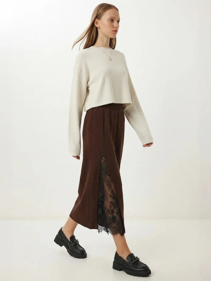 السعادة في إسطنبول ISTANBUL High Waist Lace Maxi Skirt