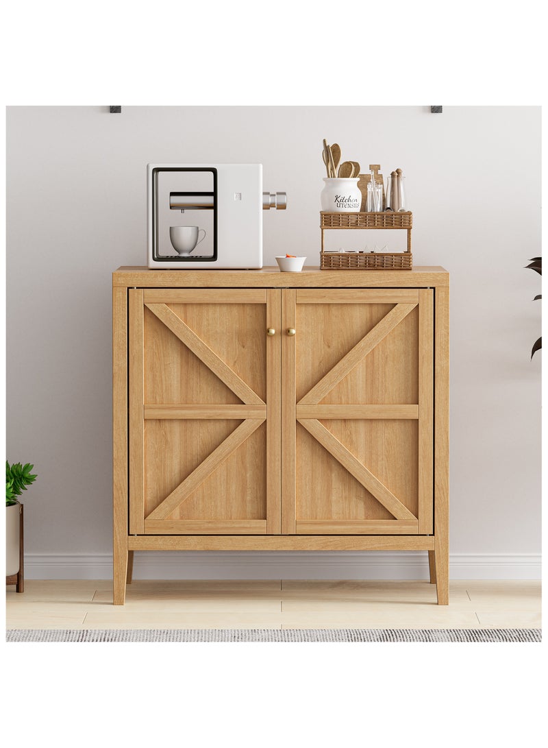 Chogori Wood Sideboard Buffet Cabinet with Doors - Farmhouse Kitchen Storage Cabinet, Coffee Bar Console Table with Adjustable Shelves, Buffet Table for Living Room, Hallway - Image 1